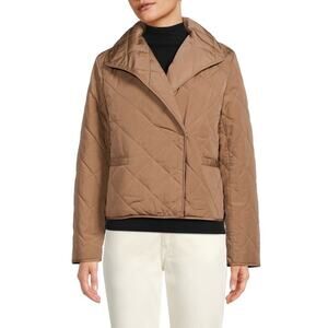 Calvin Klein Cafe Ole Tan Quilted Wrap Front Lightweight Jacket Size Large NWT